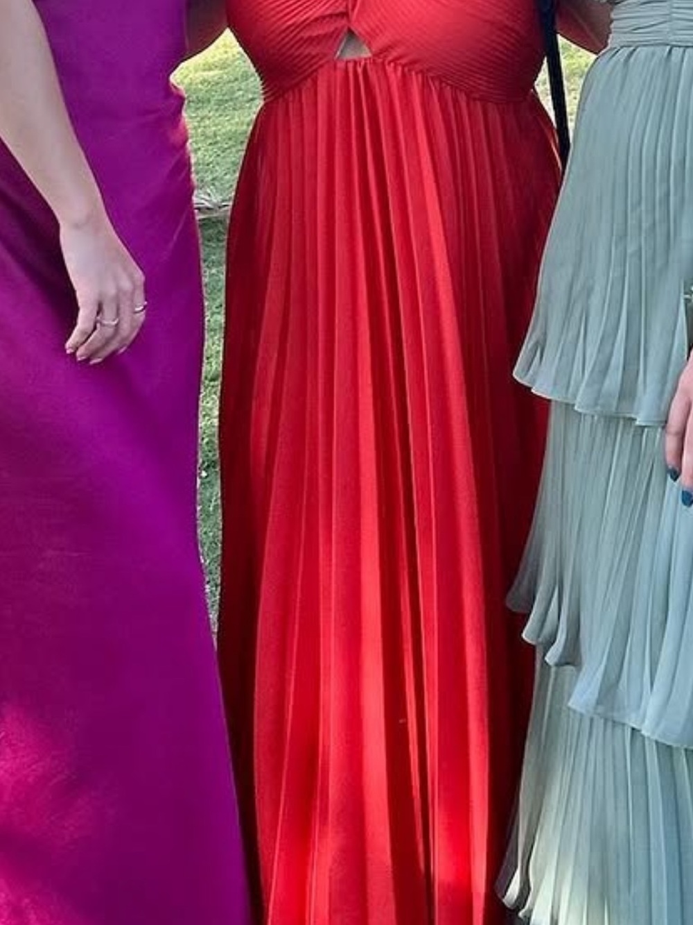 Mango Red Pleated Prom Dress